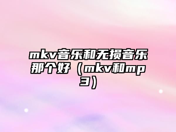 mkv音樂和無損音樂那個好（mkv和mp3）