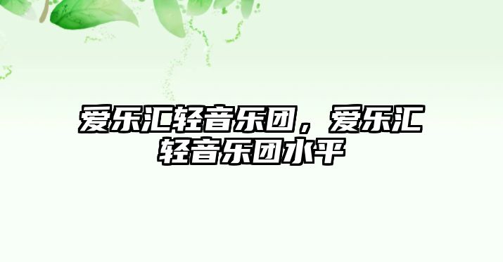 愛樂匯輕音樂團，愛樂匯輕音樂團水平