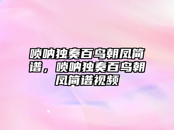 嗩吶獨奏百鳥朝鳳簡譜，嗩吶獨奏百鳥朝鳳簡譜視頻