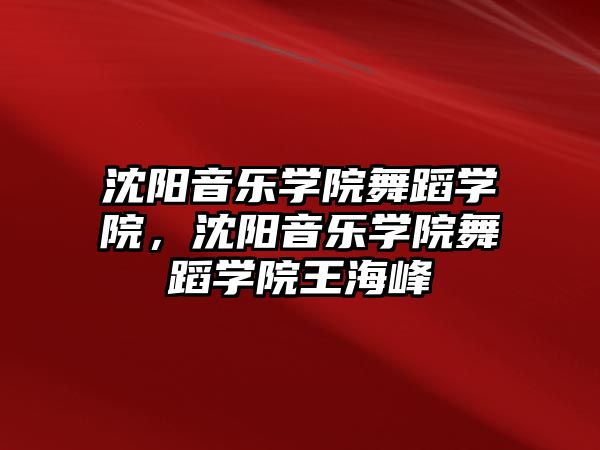 沈陽音樂學院舞蹈學院，沈陽音樂學院舞蹈學院王海峰