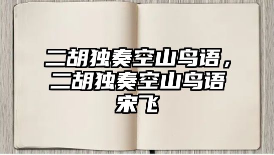 二胡獨奏空山鳥語，二胡獨奏空山鳥語宋飛