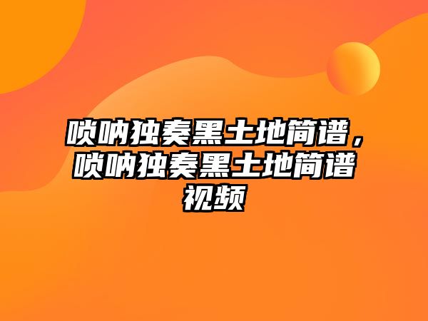 嗩吶獨奏黑土地簡譜，嗩吶獨奏黑土地簡譜視頻