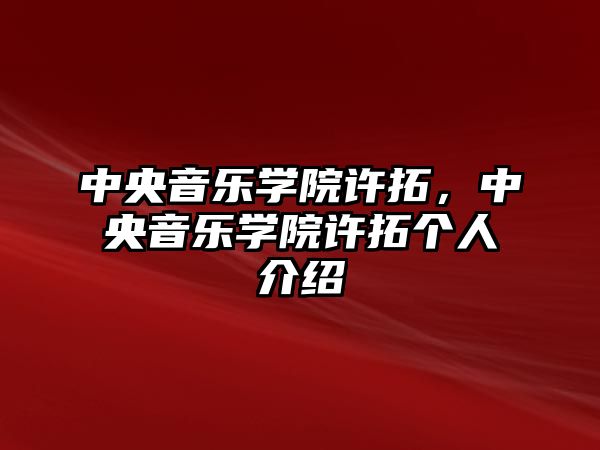 中央音樂學院許拓，中央音樂學院許拓個人介紹