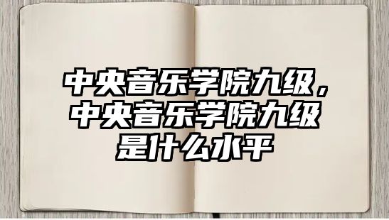 中央音樂學院九級，中央音樂學院九級是什么水平