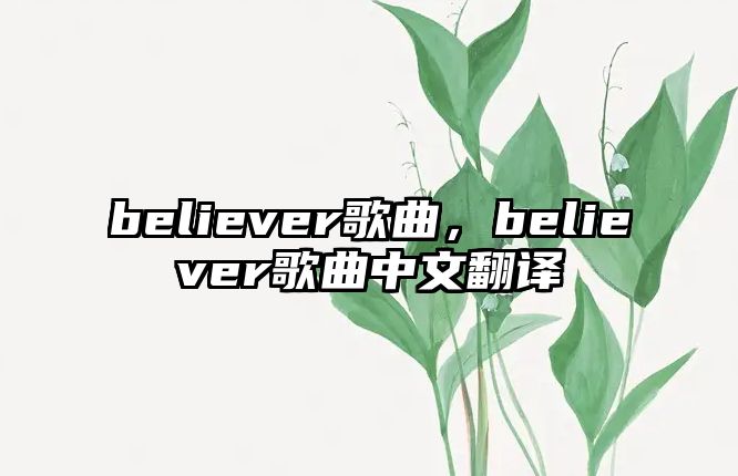 believer歌曲，believer歌曲中文翻譯