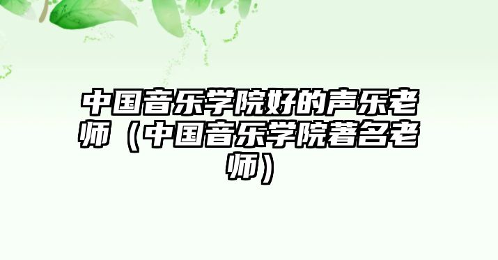 中國音樂學院好的聲樂老師（中國音樂學院著名老師）