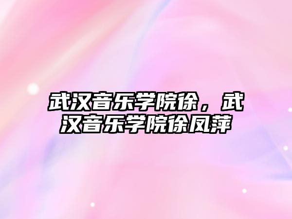 武漢音樂學院徐，武漢音樂學院徐鳳萍