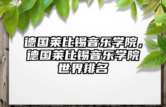 德國萊比錫音樂學院，德國萊比錫音樂學院世界排名