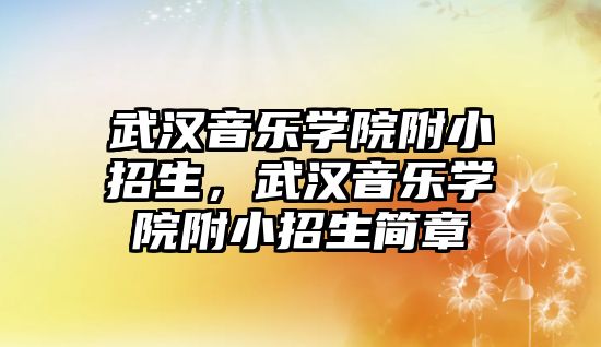 武漢音樂學院附小招生，武漢音樂學院附小招生簡章