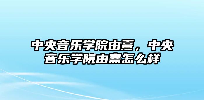 中央音樂學(xué)院由熹，中央音樂學(xué)院由熹怎么樣