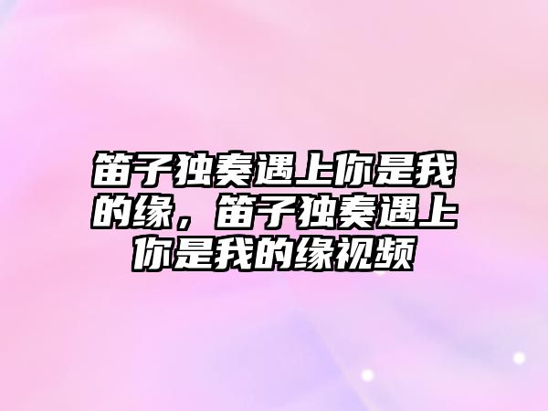 笛子獨奏遇上你是我的緣，笛子獨奏遇上你是我的緣視頻