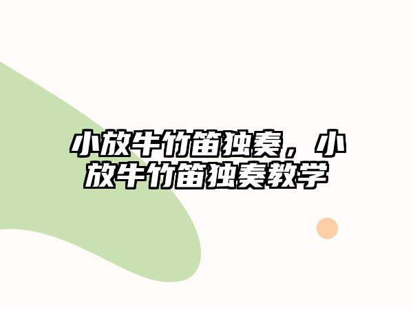 小放牛竹笛獨(dú)奏，小放牛竹笛獨(dú)奏教學(xué)