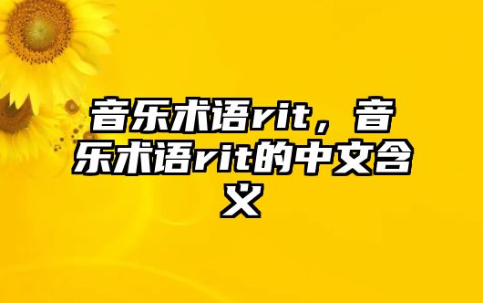 音樂術語rit，音樂術語rit的中文含義