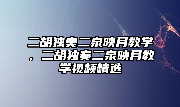 二胡獨奏二泉映月教學，二胡獨奏二泉映月教學視頻精選