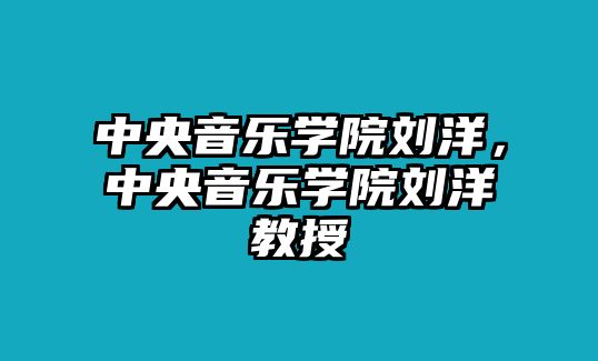 中央音樂學院劉洋，中央音樂學院劉洋教授