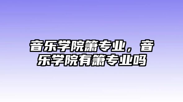 音樂學院簫專業，音樂學院有簫專業嗎