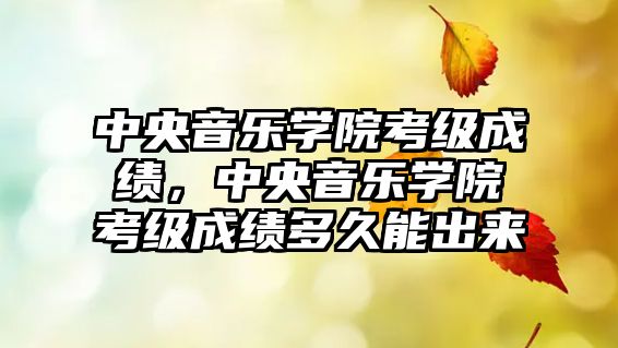 中央音樂學(xué)院考級成績，中央音樂學(xué)院考級成績多久能出來