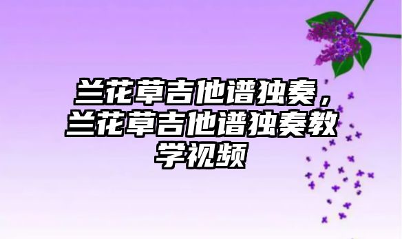 蘭花草吉他譜獨奏，蘭花草吉他譜獨奏教學視頻