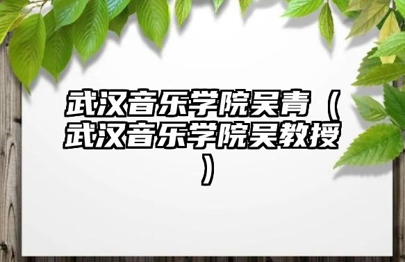 武漢音樂學院吳青（武漢音樂學院吳教授）