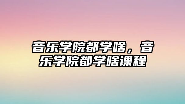 音樂學院都學啥，音樂學院都學啥課程