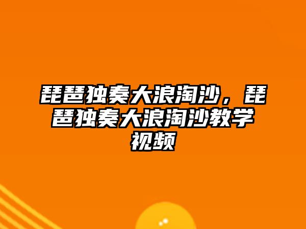 琵琶獨奏大浪淘沙，琵琶獨奏大浪淘沙教學視頻