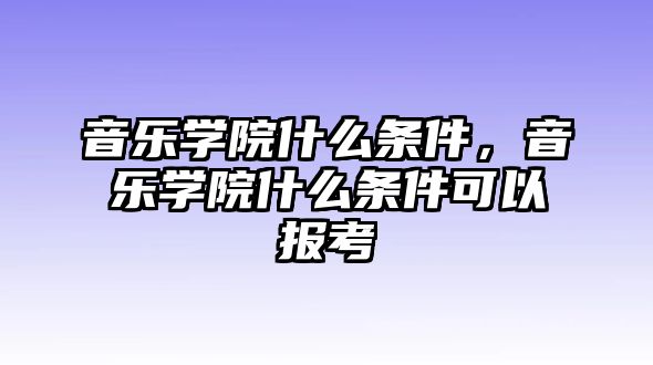 音樂(lè)學(xué)院什么條件，音樂(lè)學(xué)院什么條件可以報(bào)考