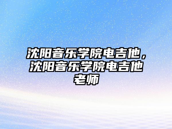 沈陽音樂學院電吉他，沈陽音樂學院電吉他老師