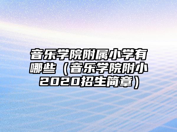 音樂學院附屬小學有哪些（音樂學院附小2020招生簡章）