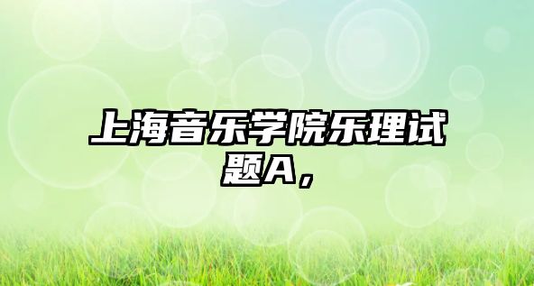 上海音樂學(xué)院樂理試題A，