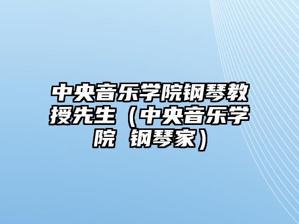 中央音樂學院鋼琴教授先生（中央音樂學院 鋼琴家）