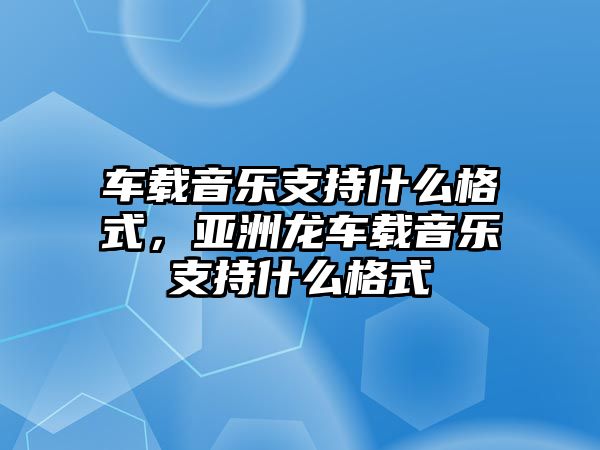 車載音樂支持什么格式，亞洲龍車載音樂支持什么格式