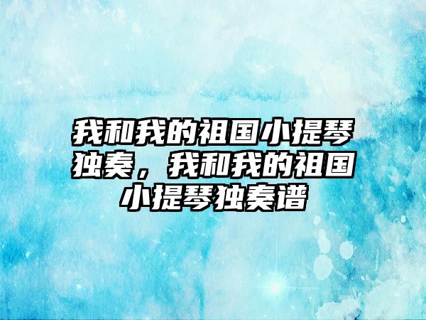 我和我的祖國小提琴獨奏，我和我的祖國小提琴獨奏譜