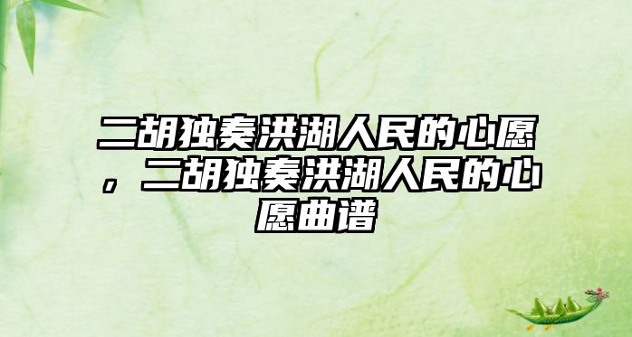 二胡獨奏洪湖人民的心愿，二胡獨奏洪湖人民的心愿曲譜