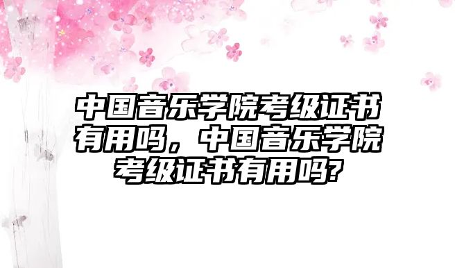 中國音樂學院考級證書有用嗎，中國音樂學院考級證書有用嗎?