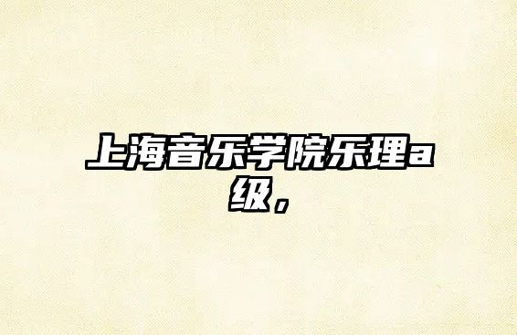 上海音樂學院樂理a級，