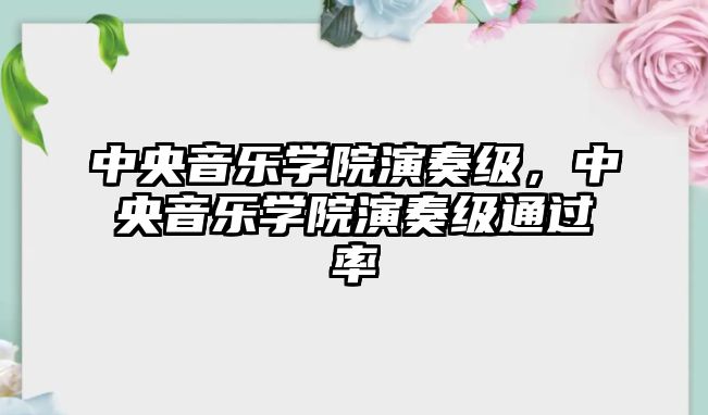 中央音樂學院演奏級，中央音樂學院演奏級通過率