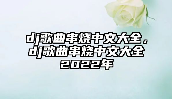 dj歌曲串燒中文大全，dj歌曲串燒中文大全2022年