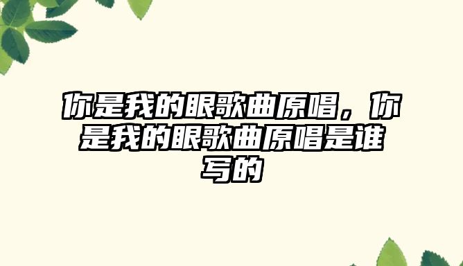 你是我的眼歌曲原唱，你是我的眼歌曲原唱是誰寫的