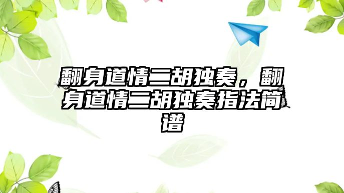 翻身道情二胡獨奏，翻身道情二胡獨奏指法簡譜