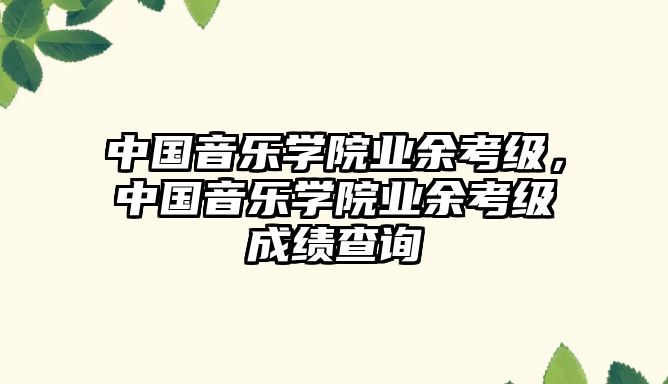 中國音樂學院業余考級，中國音樂學院業余考級成績查詢