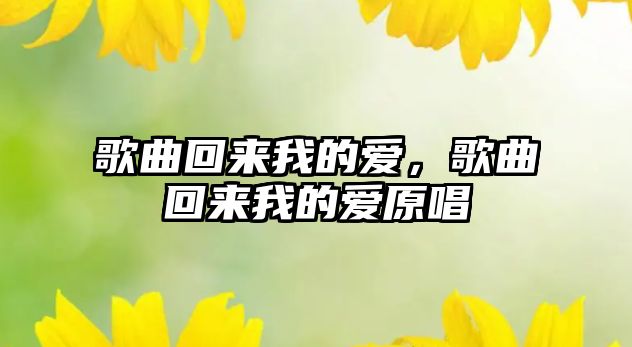 歌曲回來我的愛，歌曲回來我的愛原唱