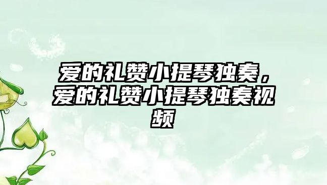 愛的禮贊小提琴獨奏，愛的禮贊小提琴獨奏視頻