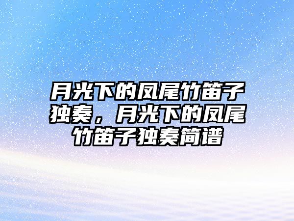 月光下的鳳尾竹笛子獨奏，月光下的鳳尾竹笛子獨奏簡譜