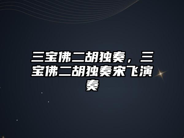 三寶佛二胡獨奏，三寶佛二胡獨奏宋飛演奏