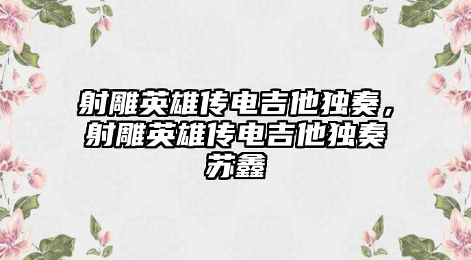 射雕英雄傳電吉他獨奏，射雕英雄傳電吉他獨奏蘇鑫