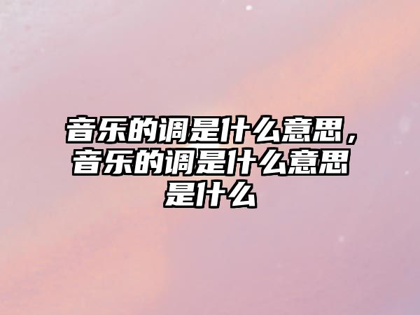 音樂的調是什么意思，音樂的調是什么意思是什么