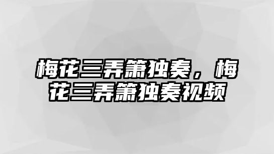 梅花三弄簫獨奏，梅花三弄簫獨奏視頻