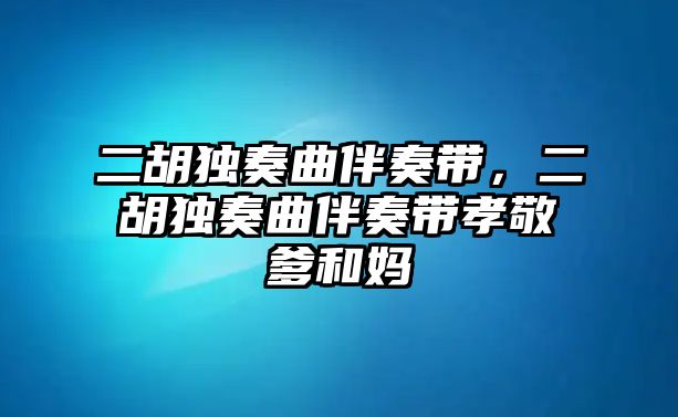 二胡獨奏曲伴奏帶，二胡獨奏曲伴奏帶孝敬爹和媽