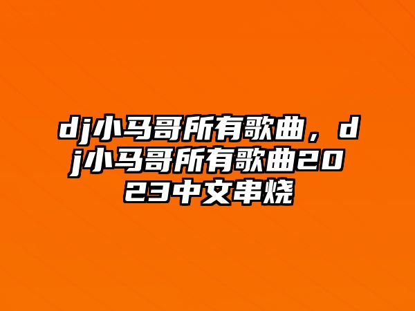 dj小馬哥所有歌曲，dj小馬哥所有歌曲2023中文串燒