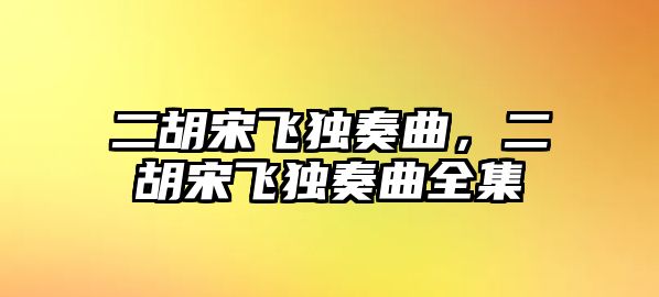 二胡宋飛獨奏曲，二胡宋飛獨奏曲全集